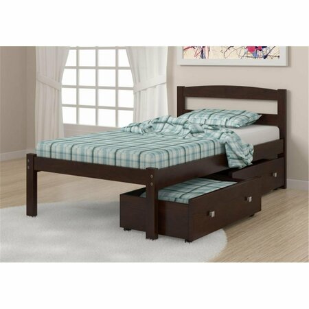 FIXTURESFIRST PD-575TCP-505CP Twin Size Econo Bed with Dual Under Bed Drawers in Dark Cappuccino FI2479095